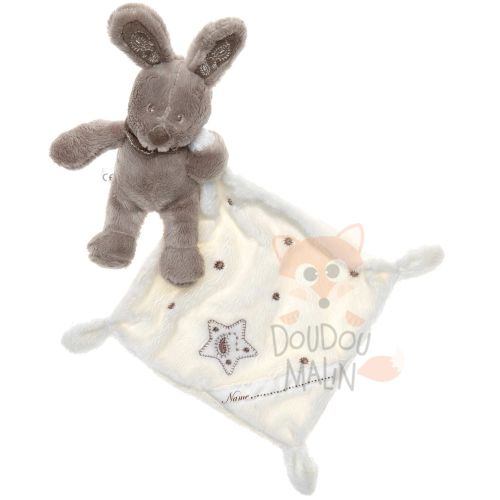  mon ami teddy lapin mouchoir blanc gris marron étoile 